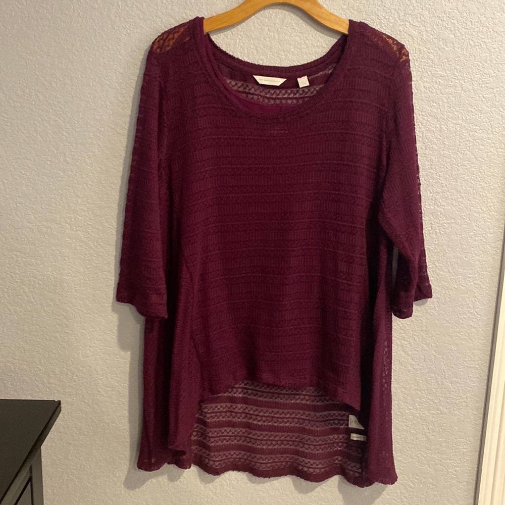Purple Knit Blouse with Matching Tank - New York & Company